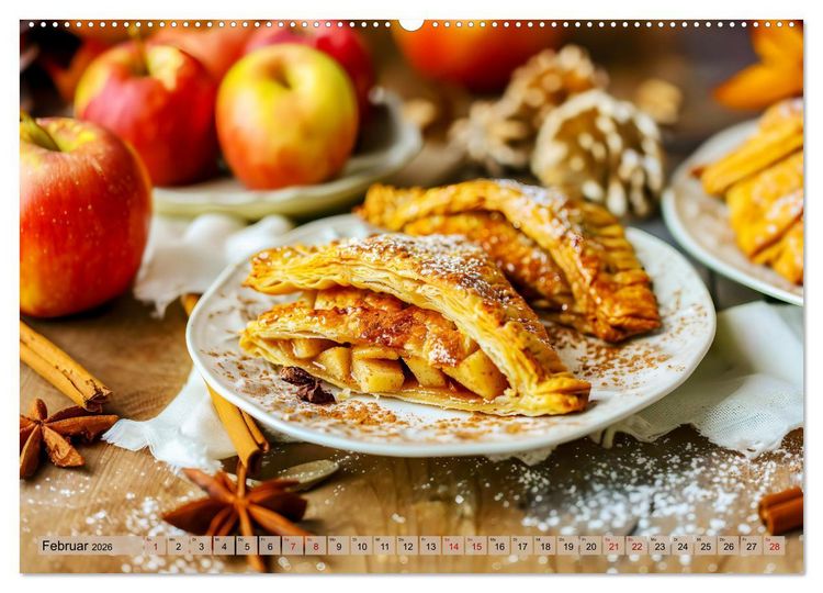 Produktbild: Apfelkuchen satt - K&ouml;stliche Kunstwerke aus dem KI-Backofen (Wandkalender 2026 DIN A2 quer), CALVENDO Monatskalender