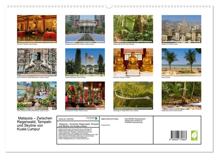 Produktbild: Malaysia &ndash; Zwischen Regenwald, Tempeln und Skyline von Kuala Lumpur (hochwertiger Premium Wandkalender 2027 DIN A2 quer), Kunstdruck in Hochglanz