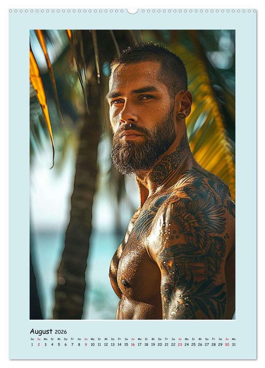 Produktbild: Strandsommer. M&auml;nner. Coole Typen am Meer (hochwertiger Premium Wandkalender 2026 DIN A2 hoch), Kunstdruck in Hochglanz