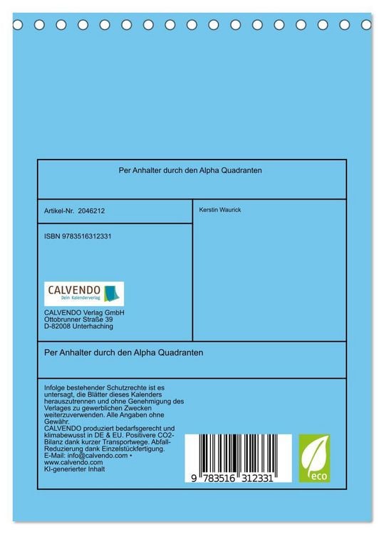 Produktbild: Per Anhalter durch den Alpha Quadranten (Tischkalender 2026 DIN A5 hoch), CALVENDO Monatskalender