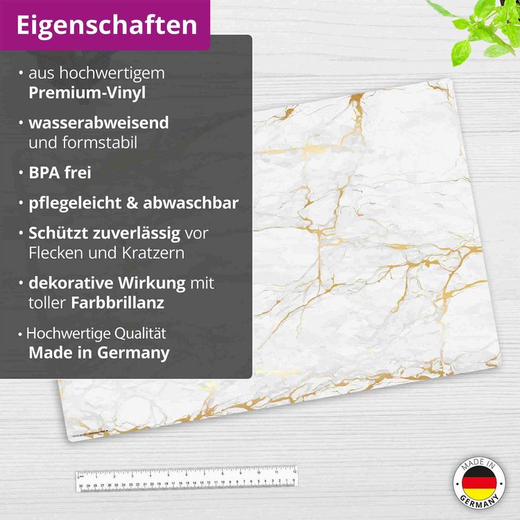 Produktbild: Cover-your-desk Schreibtischunterlage f&uuml;r Kinder und Erwachsene Wei&szlig;er Marmor mit Goldadern, aus hochwertigem Vinyl , 60 x 40 cm