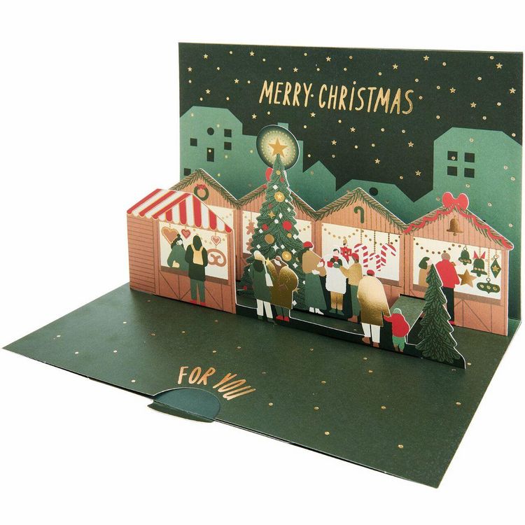 Produktbild: Pop Up Karte f&uuml;r Geldgeschenke, Weihnachtsmarkt, A5/C5 M