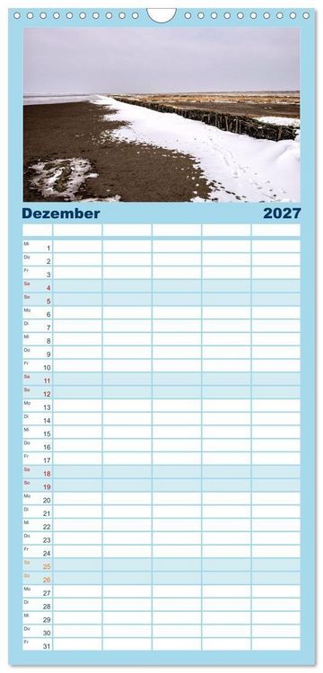 Produktbild: Familienplaner 2027 - Nordfriesland - weiter Horizont, faszinierende Natur, idyllische St&auml;dte mit 5 Spalten (Wandkalender, 21 x 45 cm) CALVENDO