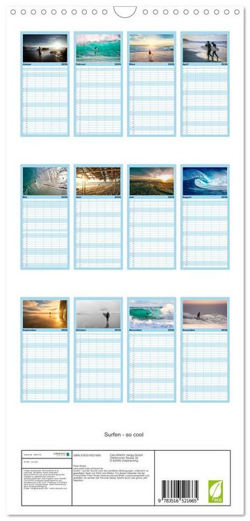 Produktbild: Familienplaner 2026 - Surfen - so cool mit 5 Spalten (Wandkalender, 21 x 45 cm) CALVENDO