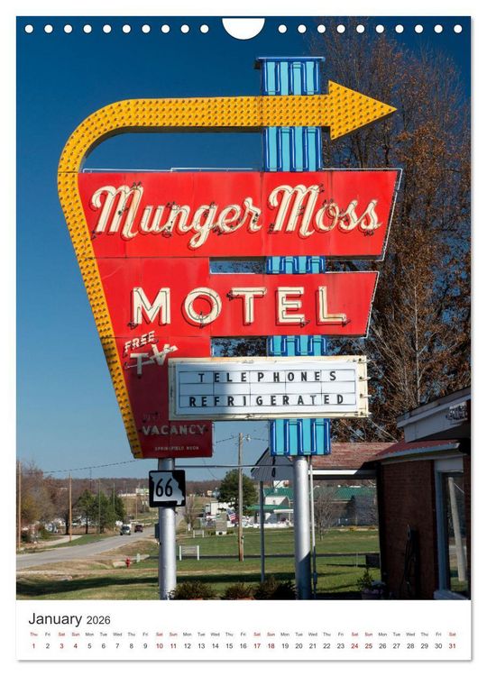 Produktbild: Historic Route 66 Motel (Wall Calendar 2026 DIN A4 portrait), CALVENDO 12 Month Wall Calendar