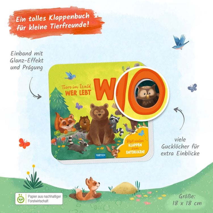 Produktbild: Tr&ouml;tsch Pappenbuch mit Klappen Mein erstes Klappenbuch Tiere im Wald Wer lebt wo?