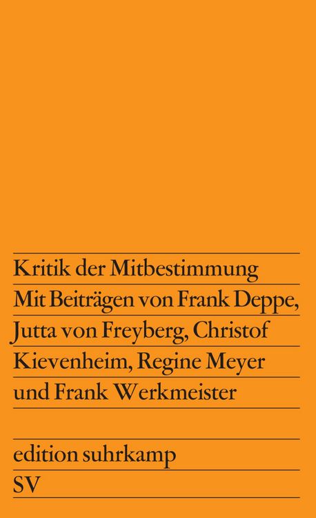 Produktbild: Kritik der Mitbestimmung