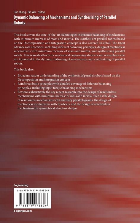 Produktbild: Dynamic Balancing of Mechanisms and Synthesizing of Parallel Robots