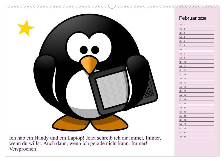 Produktbild: Pinguin-Elfe (Wandkalender 2026 DIN A2 quer), CALVENDO Monatskalender