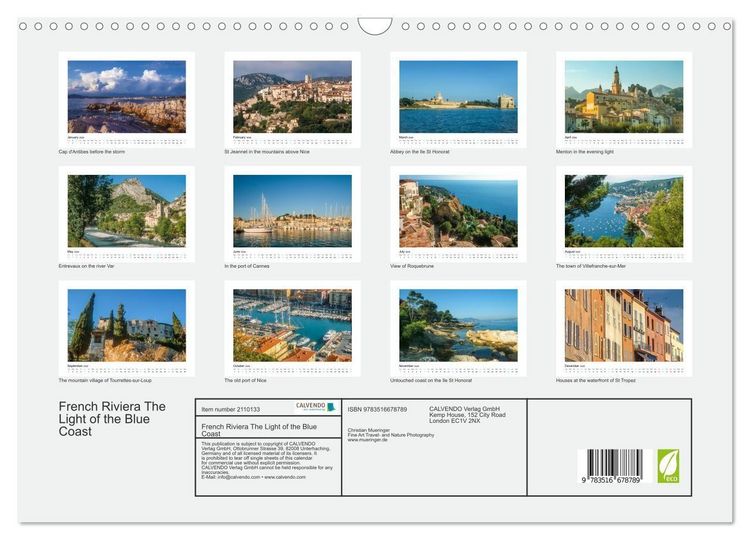 Produktbild: French Riviera The Light of the Blue Coast (Wall Calendar 2026 DIN A3 landscape), CALVENDO 12 Month Wall Calendar