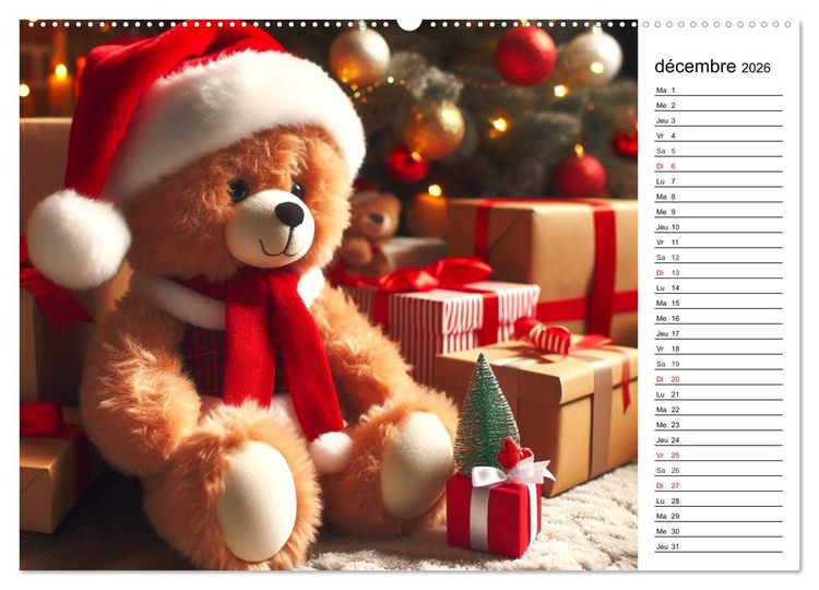Produktbild: Un voyage enchant&eacute; au pays des oursons -Des oursons cr&eacute;&eacute;s par l'IA (Calendrier mural 2026 DIN A2 vertical) calendrier de bureau