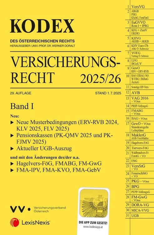 Produktbild: KODEX Versicherungsrecht Band I 2025/26 - inkl. App