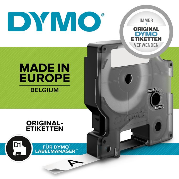 Produktbild: DYMO Beschriftungsband D1 schwarz auf wei&szlig; 9mm Faltschachtelblister