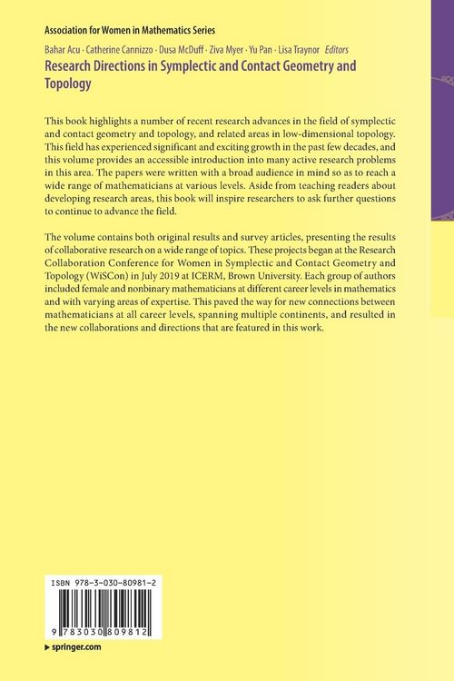 Produktbild: Research Directions in Symplectic and Contact Geometry and Topology