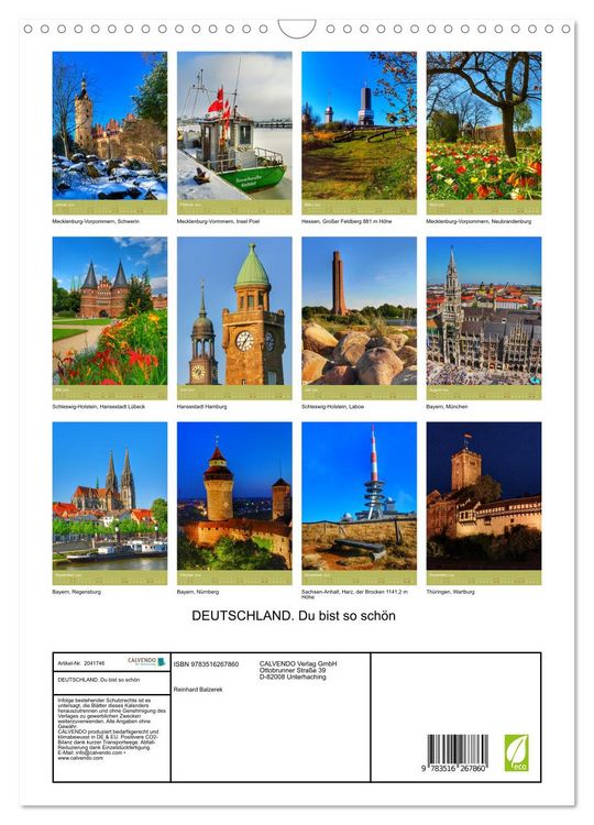 Produktbild: DEUTSCHLAND. Du bist so sch&ouml;n (Wandkalender 2026 DIN A3 hoch), CALVENDO Monatskalender