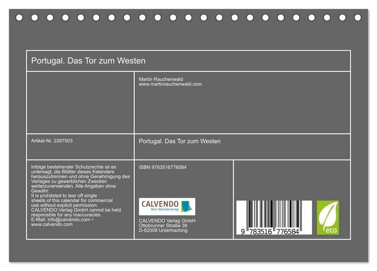 Produktbild: Portugal. Das Tor zum Westen (Tischkalender 2027 DIN A5 quer), CALVENDO Monatskalender