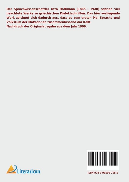 Produktbild: Die Makedonen, ihre Sprache und ihr Volkstum