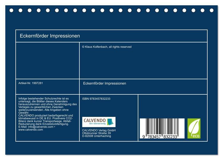 Produktbild: Eckernf&ouml;rder Impressionen (Tischkalender 2026 DIN A5 quer), CALVENDO Monatskalender