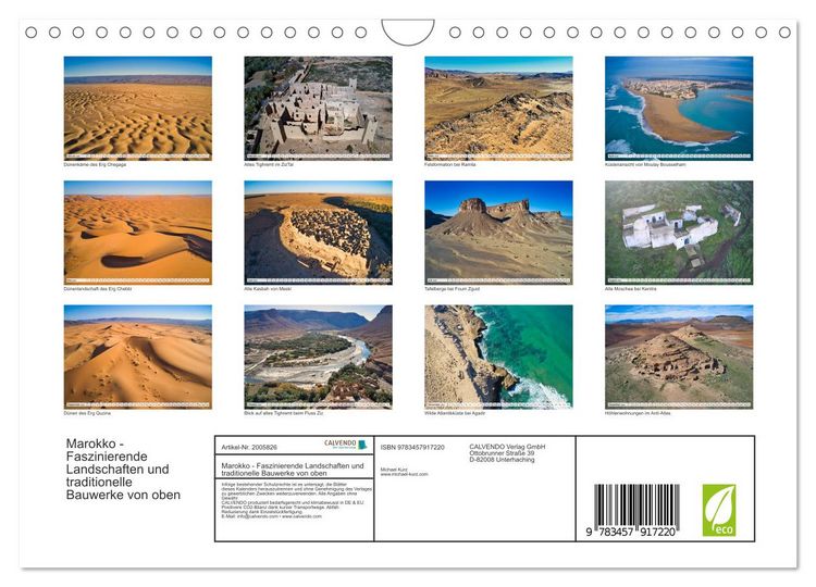 Produktbild: Marokko - Faszinierende Landschaften und traditionelle Bauwerke von oben (Wandkalender 2026 DIN A4 quer), CALVENDO Monatskalender
