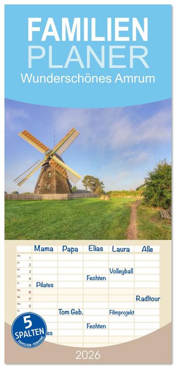 Produktbild: Familienplaner 2026 - Wundersch&ouml;nes Amrum mit 5 Spalten (Wandkalender, 21 x 45 cm) CALVENDO