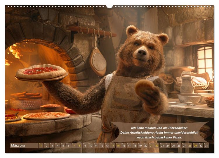 Produktbild: Tierisch lustige Pizzab&auml;cker (hochwertiger Premium Wandkalender 2026 DIN A2 quer), Kunstdruck in Hochglanz