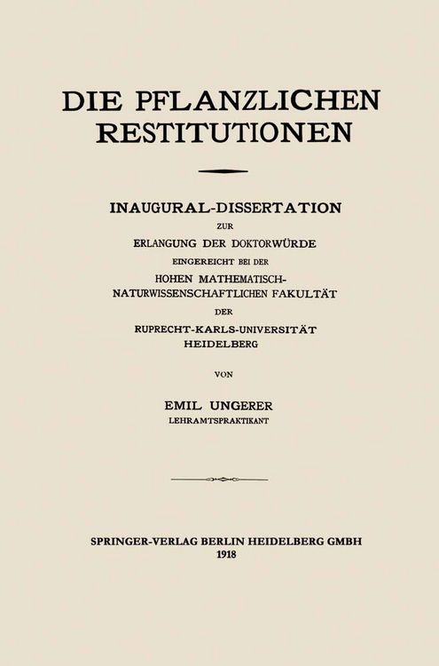 Produktbild: Die Pflanzlichen Restitutionen
