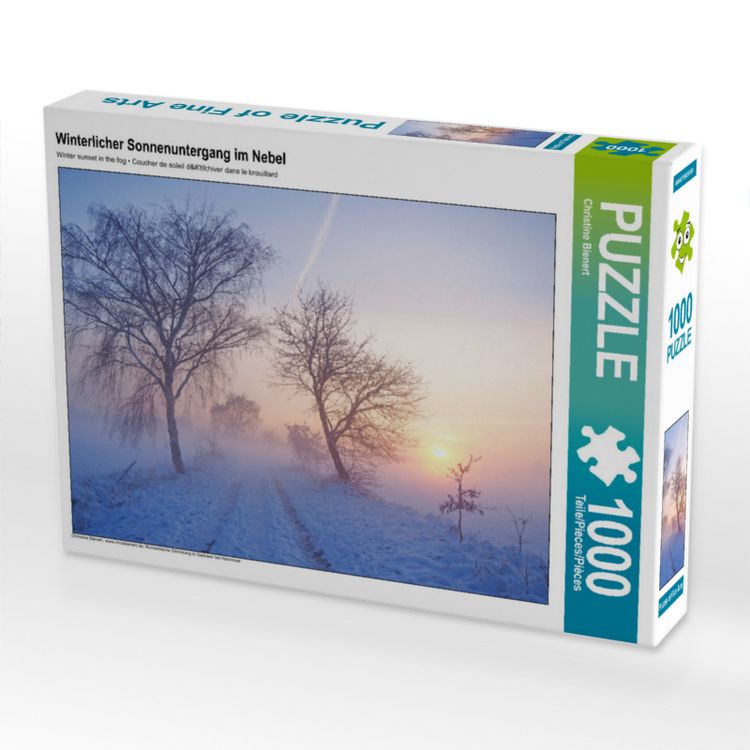 Produktbild: CALVENDO Puzzle Winterlicher Sonnenuntergang im Nebel | 1000 Teile Lege-Gr&ouml;&szlig;e 64x48cm Foto-Puzzle f&uuml;r gl&uuml;ckliche Stunden