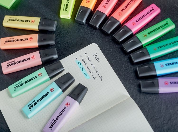Produktbild: STABILO Textmarker -   BOSS ORIGINAL - 15er Tischset - 9 Leuchtfarben, 6 Pastellfarben