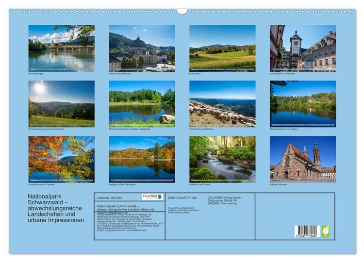 Produktbild: Nationalpark Schwarzwald &ndash; abwechslungsreiche Landschaften und urbane Impressionen (Wandkalender 2026 DIN A2 quer), CALVENDO Monatskalender
