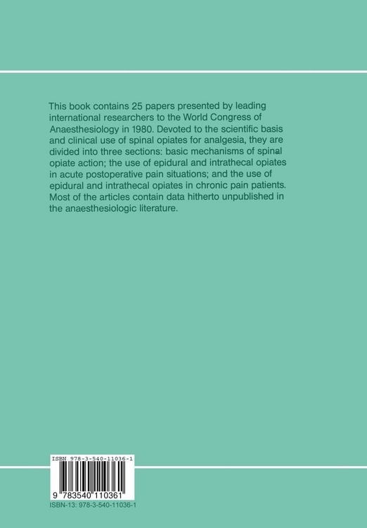 Produktbild: Spinal Opiate Analgesia