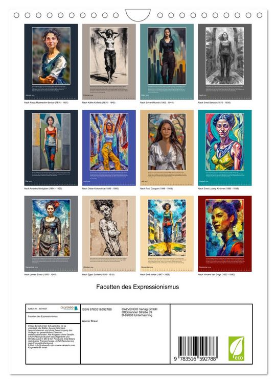 Produktbild: Facetten des Expressionismus (Wandkalender 2026 DIN A4 hoch), CALVENDO Monatskalender