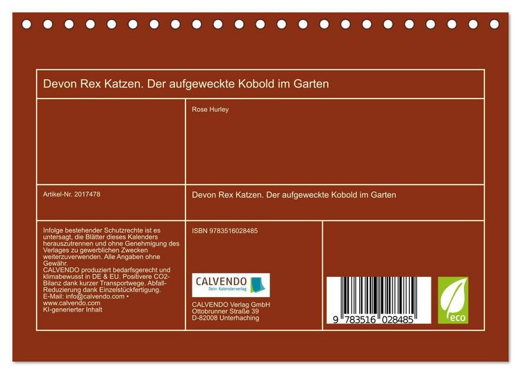 Produktbild: Devon Rex Katzen. Der aufgeweckte Kobold im Garten (Tischkalender 2026 DIN A5 quer), CALVENDO Monatskalender