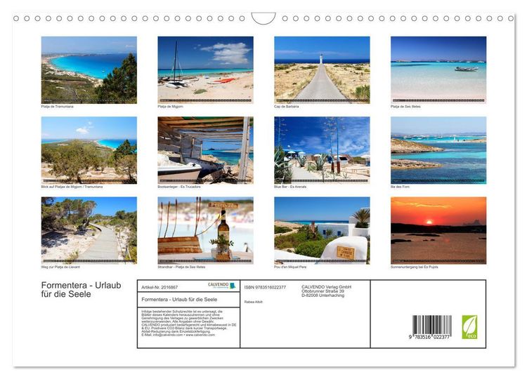 Produktbild: Formentera - Urlaub f&uuml;r die Seele (Wandkalender 2026 DIN A3 quer), CALVENDO Monatskalender