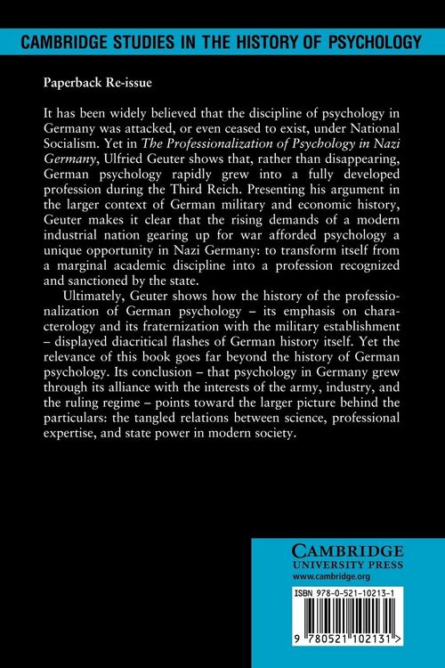 Produktbild: The Professionalization of Psychology in Nazi Germany