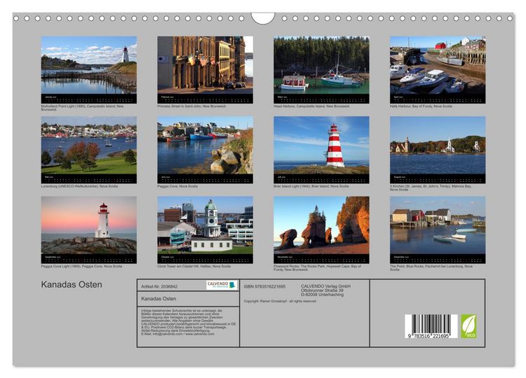 Produktbild: Kanadas Osten (Wandkalender 2026 DIN A3 quer), CALVENDO Monatskalender