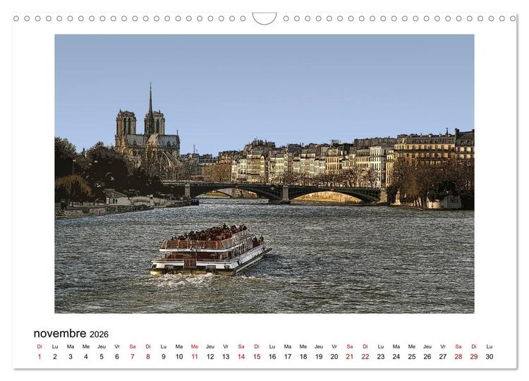 Produktbild: Notre-Dame de Paris en Cartoon (Calendrier mural 2026 DIN A3 vertical), CALVENDO calendrier mensuel