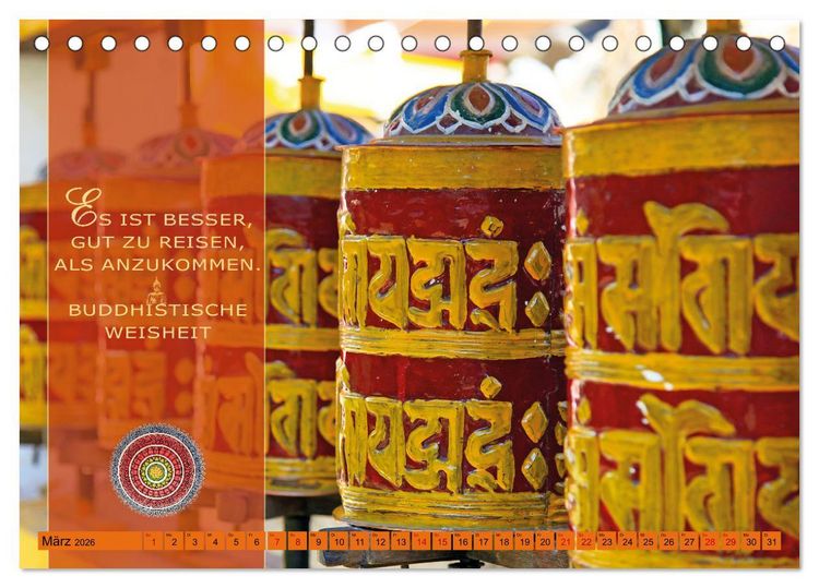 Produktbild: Unterwegs zur Erleuchtung Buddhistische Weisheiten (Tischkalender 2026 DIN A5 quer), CALVENDO Monatskalender