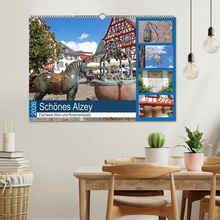 Produktbild: Sch&ouml;nes Alzey - Fachwerk, Wein und Rossmarktplatz (Wandkalender 2026 DIN A2 quer), CALVENDO Monatskalender