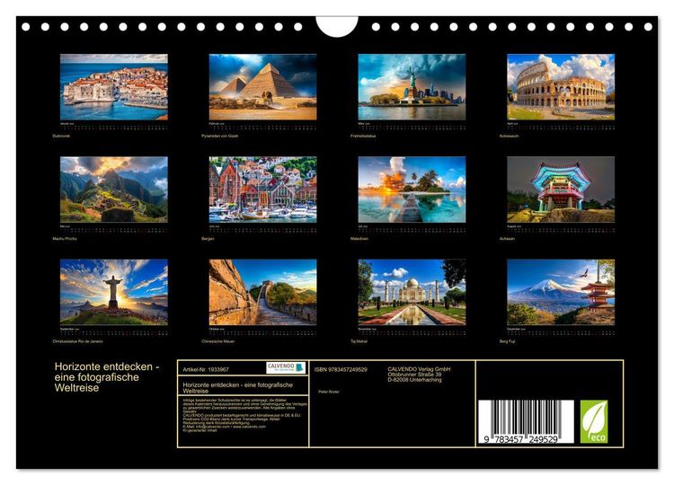 Produktbild: Horizonte entdecken - eine fotografische Weltreise (Wandkalender 2026 DIN A4 quer), CALVENDO Monatskalender