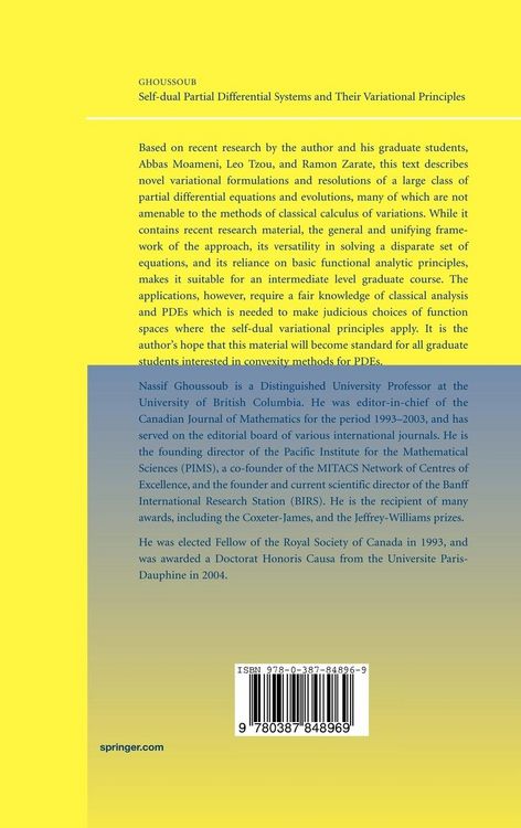 Produktbild: Self-dual Partial Differential Systems and Their Variational Principles
