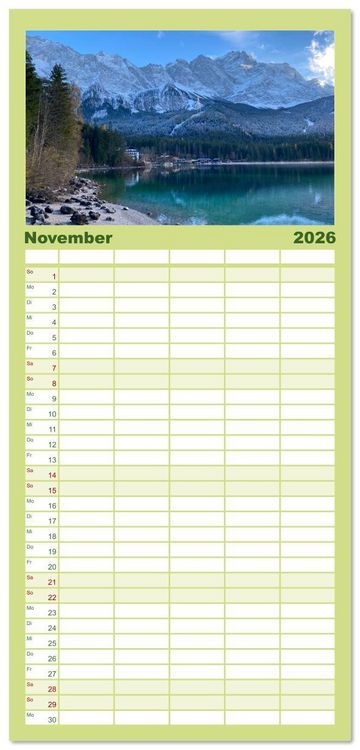 Produktbild: Familienplaner 2026 - Alpenauszeit - Bergpause f&uuml;rs Herz mit 5 Spalten (Wandkalender, 21 x 45 cm) CALVENDO