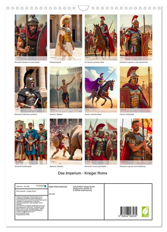 Produktbild: Das Imperium - Krieger Roms (Wandkalender 2026 DIN A3 hoch), CALVENDO Monatskalender