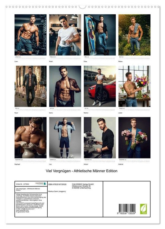 Produktbild: Viel Vergn&uuml;gen - Athletische M&auml;nner Edition (hochwertiger Premium Wandkalender 2026 DIN A2 hoch), Kunstdruck in Hochglanz