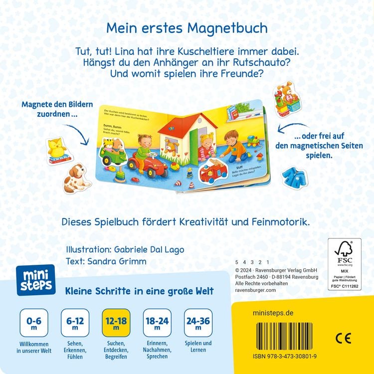 Produktbild: Ministeps: Mein erstes Magnetbuch: Wer spielt womit? Meine Welt