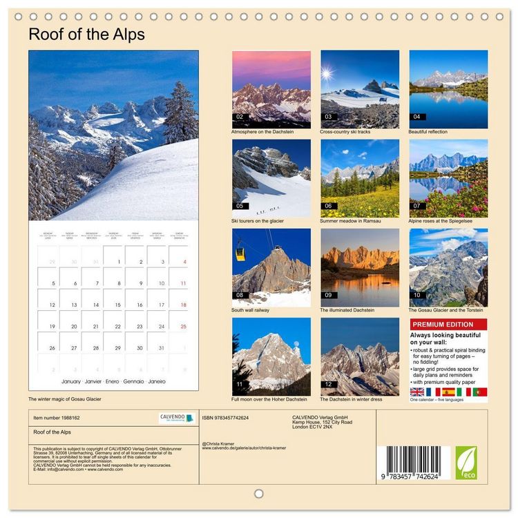 Produktbild: Kramer, C: Roof of the Alps (Wall Calendar 2026 12 &times; 12 Inch