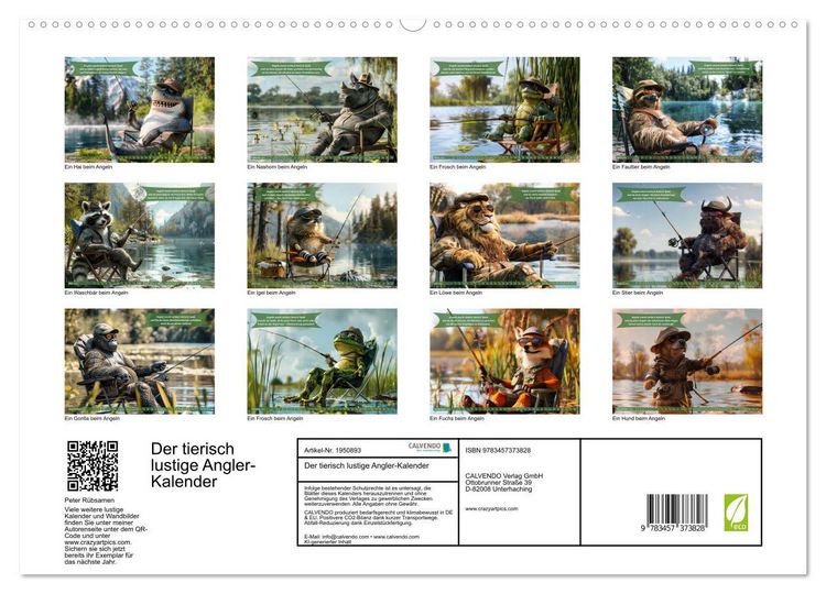 Produktbild: Der tierisch lustige Angler-Kalender (hochwertiger Premium Wandkalender 2026 DIN A2 quer), Kunstdruck in Hochglanz