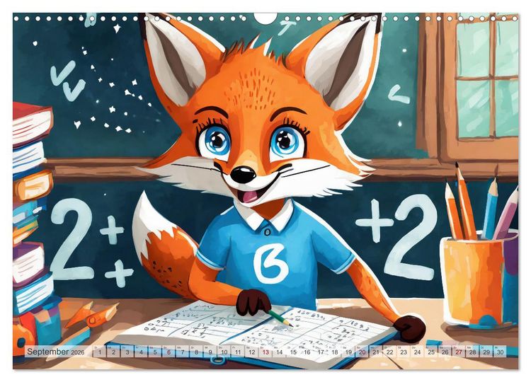 Produktbild: Schlaufuchs - Abenteuer Schule (Wandkalender 2026 DIN A3 quer), CALVENDO Monatskalender