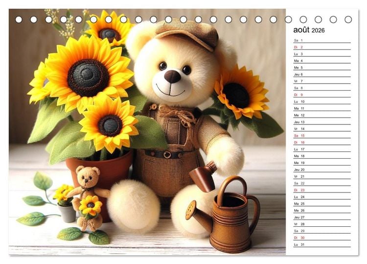 Produktbild: Un voyage enchant&eacute; au pays des oursons -Des oursons cr&eacute;&eacute;s par l'IA (Calendrier de bureau 2026 DIN A5 vertical), CALVENDO calendrier mensuel