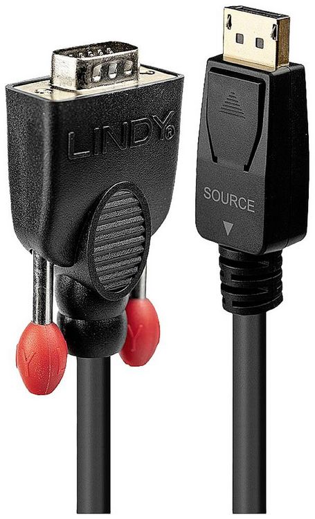 Produktbild: LINDY VGA / DisplayPort Adapterkabel VGA 15pol. Stecker, DisplayPort Stecker 3.00 m Schwarz 41943 VGA-Kabel