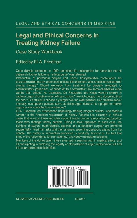 Produktbild: Legal and Ethical Concerns in Treating Kidney Failure